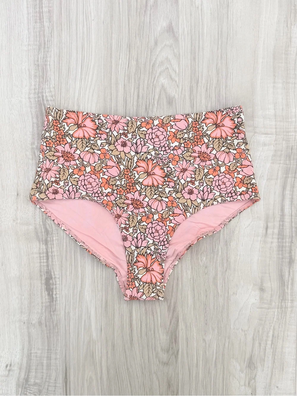 & Other Stories high waisted bikini bottoms in pink floral print